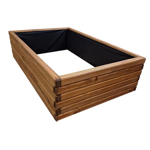 HolzGarden Hochbeet Holz 120 x 30 x 75 cm Imprägniert Teak Pflanzkübel Groß Außen Pflanzkasten für Gemüse Garten Kräuter Obst Blumenkasten Blumenkübel Outdoor Rechteckiges Beet