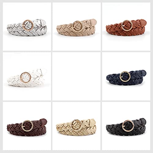 Familyhouse Women's Braided Non-porous Woven Leather Skinny Belt with O-ring Buckle for Jeans Dress Ladies Belts2