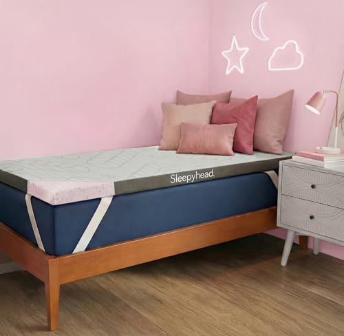 Sleepyhead Twin XL 2 Inch Mattress Topper Super, Thick Cooling Gel & Copper-Infused Memory Foam for College Dorm, Pressure Relief, Removable Washable Cover, CertiPUR-US Certified (XL Twin 2')