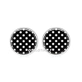 QUVLOTIAZJ Polka Dot Earrings Black and White Polka Dot Jewelry Art Stud Earrings,Glass Dome Stud Earrings,Photo Stud Earrings,Glass Dome Earrings,ot161 (A3)