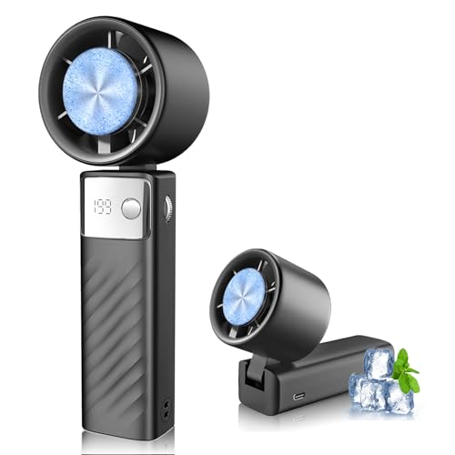 ハンディファン 冷却プレート付き【2026夏新設計・-25℃瞬間冷却】手持ち扇風機 199段階風量調節 7枚羽根 強力送風 ハンディ扇風機 5400mAh大容量 最大20時間稼働 Type-C急速充電 LED残量表示 携帯扇風機 静音20dB 小型 軽量 折り畳み式 持ち運びに便利 冷却ファン 熱中症対策 暑さ対策 通勤/通学/オフィス/スポーツ観戦/花火大会/夏祭りに最適（Amazon）
