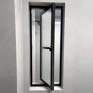 Drehbarer Metallschuppen Fenster, rechteckig, gehärtetes Glas, Ersatz-Lüftungsschlitz für Zuhause, ideal für Badezimmer und Schlafzimmer, 360° verstellbares Design für optimale Belüftung