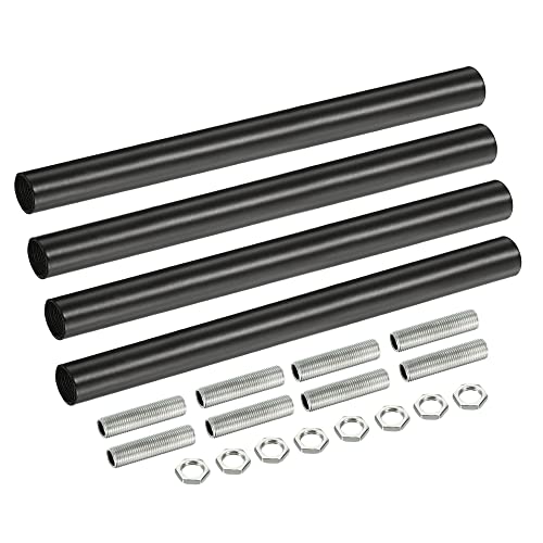 MECCANIXITY Threaded Extension Rod, 5.91" Lamp Pipe with Connector Light Fixture Parts for Pendant Light Island Lighting Chandeliers Stems, Black 4 Set