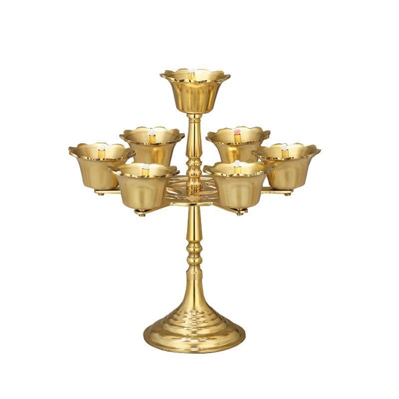 Amazon.com: Usoway 铜七星灯盏酥油灯灯盏九星油灯家用蜡烛台座寺庙