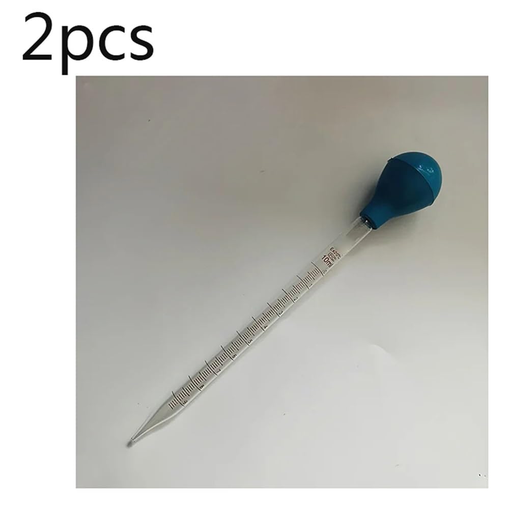 Szklana pipeta z zakraplaczem, Laboratoryjna pipeta z kroplomierzem ze skalą i gumową główką, 1-10ml, 2/4szt(2ml 2pcs)