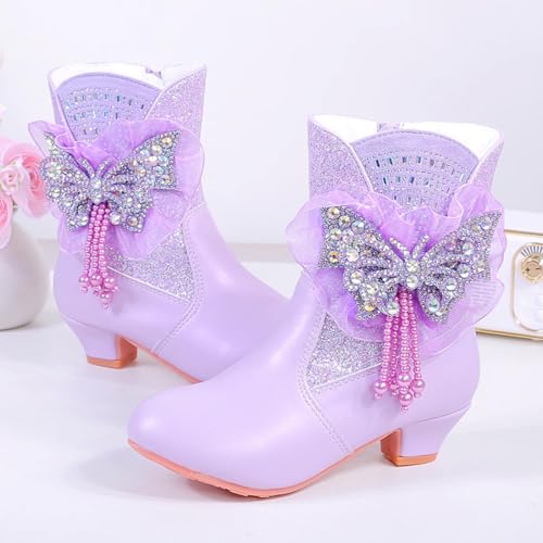 Girls Glitter Cowgirl Boots Princess Fur Lined Winter Snow Boots Formal Sparkly Cowboy Dress Boots for Party Birthday Horse Riding2