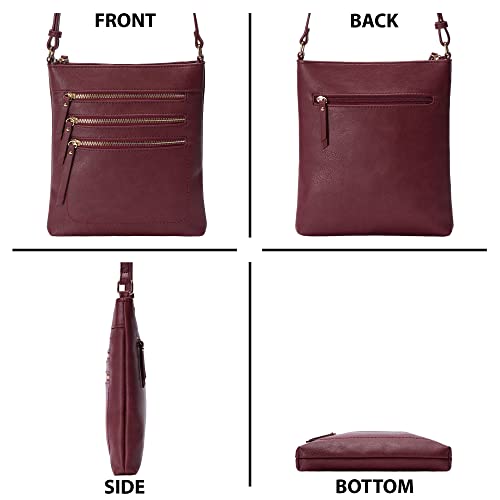 Image of Solene Crossbody Bag Functional Multi Pocket Messenger Purse Top Zip Closure Shoulder Handbag With Adjustable Strap