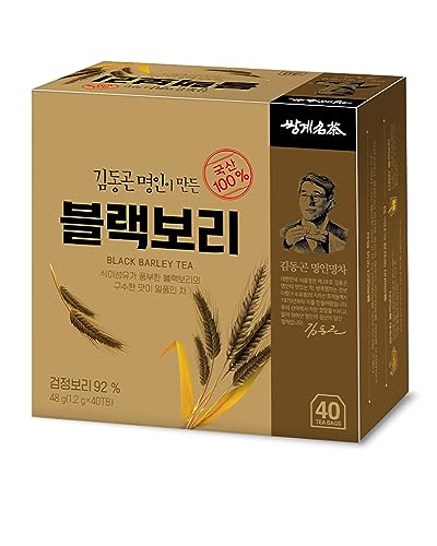 Ssanggye Black Barley Tea 1.2g x 40 Tea Bags, Premium Korean Herbal Tea Hot Cold Grain Soft Deep Nutty Taste Teabag Loose Leaf 4 Seasons Made in Korea