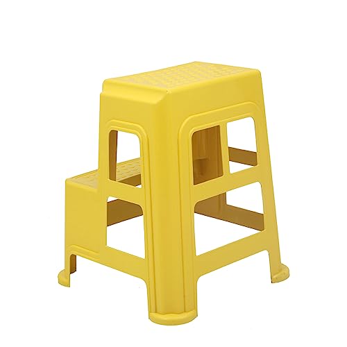 Image of Oaknest Unboxing Furniture Supreme 2-Step HeavyDuty Plastic Multi Purpose Stool for Home,Office and Kitchen Use (Color: Yellow|Count: 4 Pc)