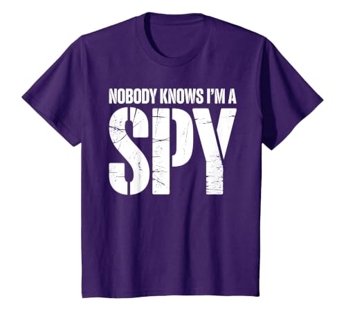 Funny Spy Design for Men Women Kids Secret Agent Costume T-Shirt, Youth, Purple, Small