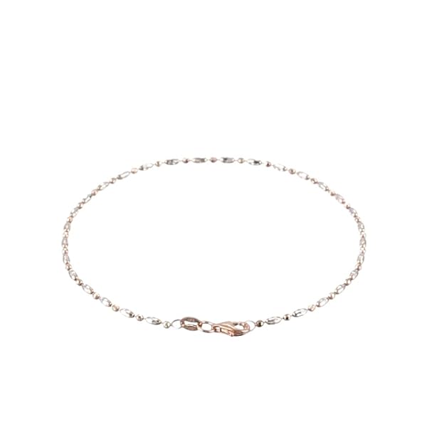 Amazon Collection Italian Rose-Tone and Polished Sterling Silver Mezzaluna Chain Anklet, 10"