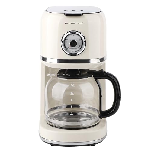 EMERIO Kaffeemaschine Retro Style | 900W | 1,5 Liter | bis zu 12 Tassen | Ziffernblatt für Warmhaltezeit | Dauer-Filter (waschbar) | Warmhaltefunktion | Automatische Abschaltung | CME-133280.1