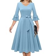 DRESSTELLS Cocktail Dress for Women Elegant Formal Modest Church Dress for Wedding Guest Flower