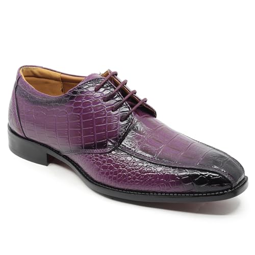 Image of Men's Alligator Crocodile Print Oxford Fashion Lace Up Dress Shoe croco-03