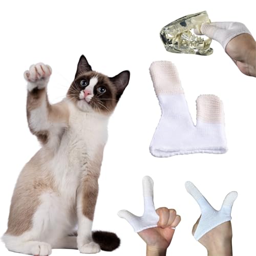 MIND UP Finger Toothbrush for Cats, Washable & Reusable Finger Brush for Cat Teeth Cleaning, Pet Dental Care Tool for Cats & Kittens, Made in Japan