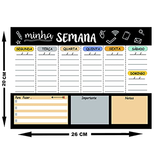 Quadro Planejador de Metal Semanal 20x26cm + Caneta