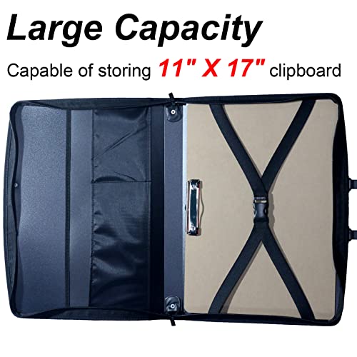 11X17 Art Portfolio Case With Zipper Leger Portfolio Folder For Artwork Pp Material Frosted Feel 11 X 17 Artist Portfolio Bag Oxford Cloth Edge Black 1 Pack #TOP3