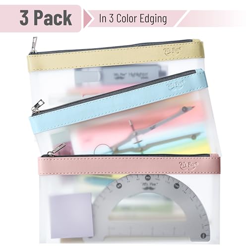 Image of Mr. Pen- Clear Pencil Pouch, 8.50 inchx4.25 inch, 3 Pack, Durable TPU Material | Medium Water-Resistant Pencil Bags with Smooth Zipper, Multipurpose Clear Pouch for Stationery, School, Office