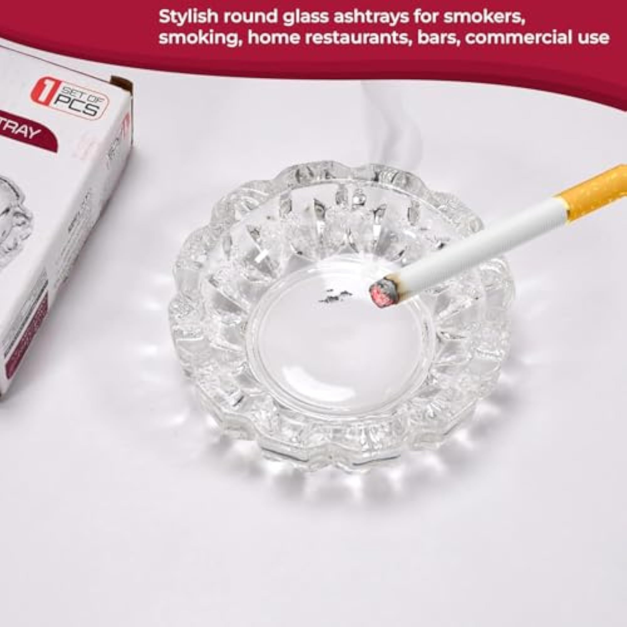 Vintage Glass Round Shaped Ashtray, Portable Gift