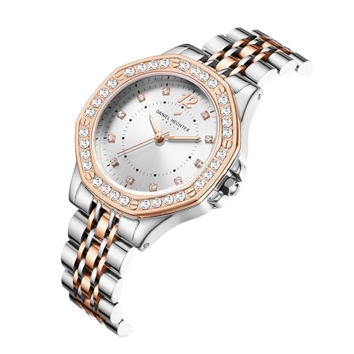 Image of Daniel Hechter Paris Vendome Collection Analog Watch for Women with Round Dial, Crystal Studded Bezel, Crystal Accents and Stainless Steel Strap - DHW2009