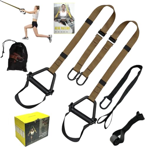 Image of Bodyweight Resistance Training Straps, Complete Home Gym Fitness Trainer kit for Full-Body Workout, Included Door Anchor, Extension Strap, Fitness Guide