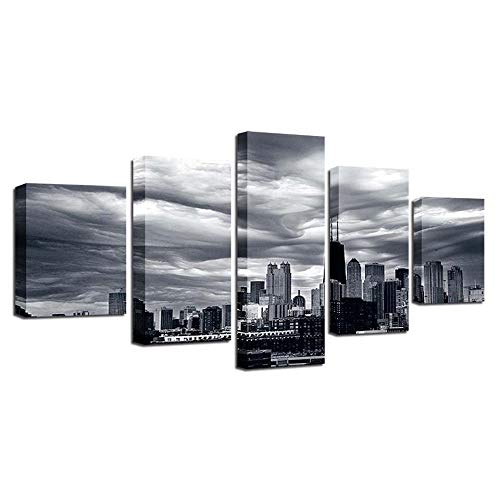 Impression sur toile Ville nuageuse HD : tableau design épuré