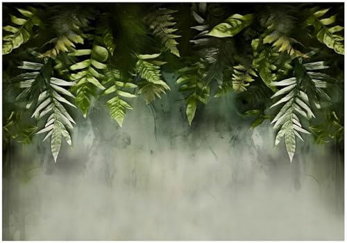 WallArena - Vlies Fototapete Blätter 250x175 cm - Fototapeten - Tapeten - für Wohnzimmer Schlafzimmer - Vliestapete Wandtapete Tapete 3D Effekt- inkl. Kleister - tropisch botanisch Natur grün