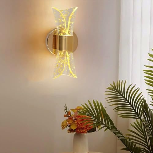 Image of Groeien 12W | 3 Color LED Nordic Sconce Crystal Glow Transparent Indoor Home Acrylic Wall Lamp for Bedroom Living Room Corridor Lighting Fixtures Wall Mount(Warm+Natural+Coolwhite)