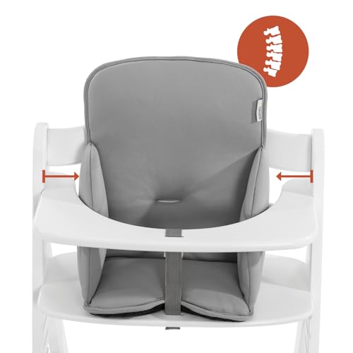hauck Alpha Cosy, Stretch Grey - Hochstuhl Sitzverkleinerer Kissen für Babys ab 6 Monaten - Kompatibel mit Arketa, Beta+, Alpha+ Holzhochstuhl - mit Stabilisierten Seiten - Handwäsche