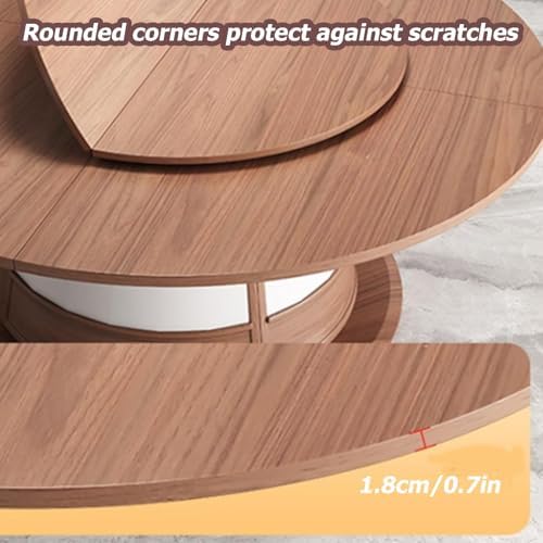 Large Round Foldable Table Top Extender, 4-Point Rotating Disc Design, No-Leg Wooden Tabletop, Easy Storage for Small Families, White, 200cm/78.7in + 140cm/55in