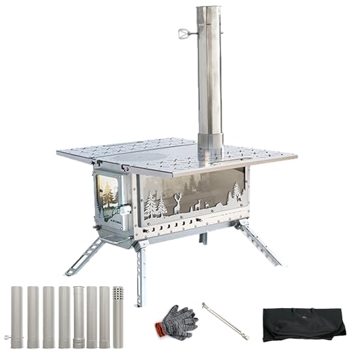 3F UL GEAR Portable Wood Burning Stove with Chimney Pipe