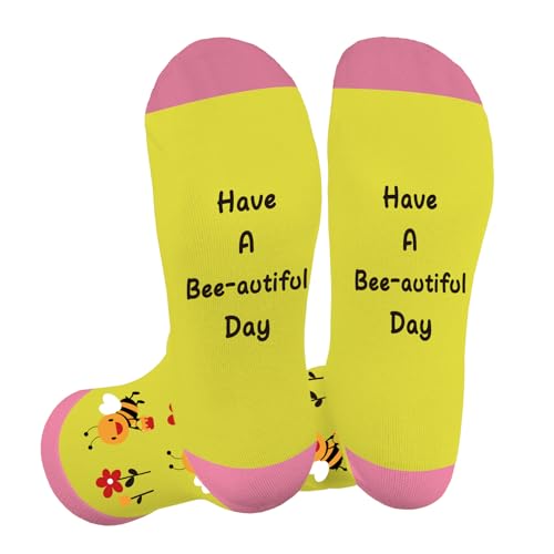 LSVGSAK Bee Socks Gifts for Women Girls Bee Lovers Christmas Birthday Present for Friend BFF Daughter Wife Sister Girlfriend Bees Theme Stocking fillers Novelty Socks