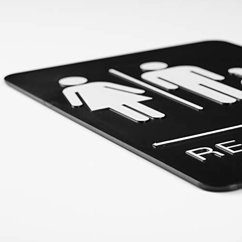 self-stick ada braille unisex restroom signs-bathroom signs with double sided 3m tape for office or business bathroom and toilet door or wall decor 9x6