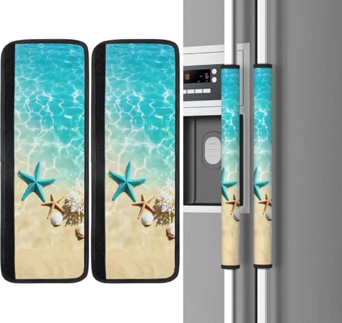 Image of Ocean Starfish Refrigerator Door Handle Covers Set of 2, Neoprene Fridge Door Handle Covers Washable Non-Slip Protector for Fridge Dishwasher Appliance Handle Covers, Keep Your Kitchen Clean