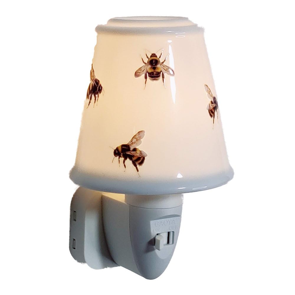 Plug-in Night Lights - LED Bulb, UK 3 pin Socket (Bees - Conical Shade), Multicolour - Image 4