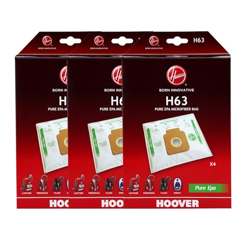 HOOVER H63 Sacs pour Aspirateurs Hoover, Compatibles avec les Aspirateurs HE1, Brave, Capture, Flash, Freespace, Sprint, sacs d'origine en microfibre Pure EPA,...