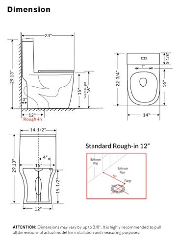 Winzo Compact One Piece Toilet 22.8 Inch Depth Modern Short Design Dual Flush For Small Tiny Mini Bathroom 12 Inch Rough-In,White thumb #4