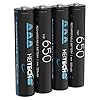 Heitech, batteria 650 AAA Micro – 4 batterie ricaricabili NiMH con min. 550 mAh e 1,2 V, batterie a bassa autoscarica per dispositivi ad alto consumo energetico, batterie ideali per telefono