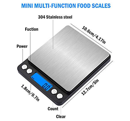 Hnzyfuta Digital Food Gram Scale Mini Pocket Scale For Food Ounces And Grams,Baking,Cooking,Kitchen And Small Items,Tare Function,2Trays,Lcd Display (Batteries Included) Black) #TOP1