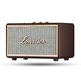 Lonzuer Retro Wooden Portable Wireless 10000mAh Battery Loud Bass Subwoofer TWS Bluetooth Speaker with AUX Input, SD Card Slot, USB Port for Outdoor Party (Brown)