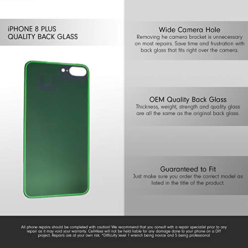iPhone 8 Plus Back Glass Replacement Kit OEM Battery Door Replacement w/Adhesive & Removal Tool Compatible w/Apple iPhone 8 Plus Only (Red)