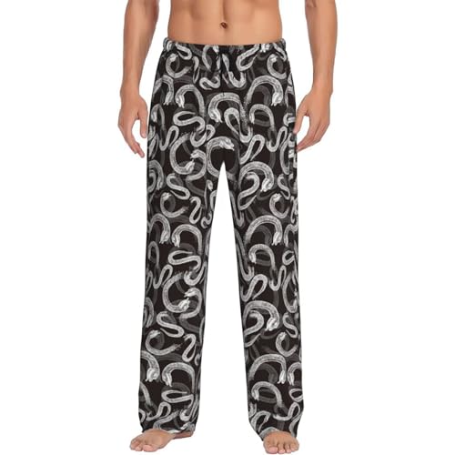 Novastar Mens Pajama Pants Bottoms with Pockets- Abstract Minimalist Snake White Soft Mens Pj Pants, Comfy Men Lounge Pants4