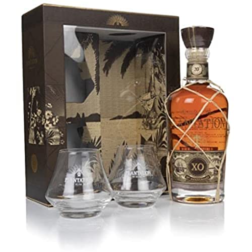 Plantation RUM XO 20th Anniversary Coffret 2 verres - Rhum - 40% Alcool - Origine : Barbades - Bouteille 70 cl