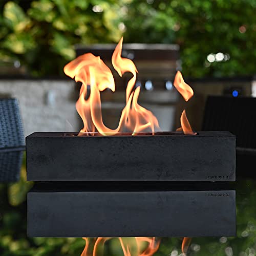 Colsen Tabletop Rubbing Alcohol Fireplace Indoor Outdoor Fire Pit Portable Fire Concrete Bowl Pot Fireplace Rectangular (Black Edition) #TOP4