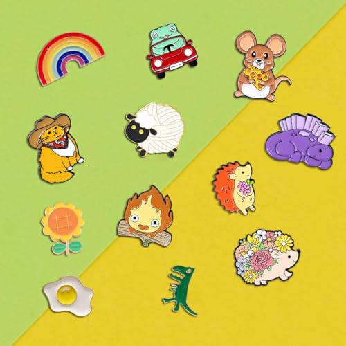 fiintrwa 20 Mixed Enamel Brooch Bulk Set,Lapel Badges, Cartoon Plant Enamel Pin Sets, Funny Button Pins Jewelry for Backpack Cloths Hats Jacket Decoration