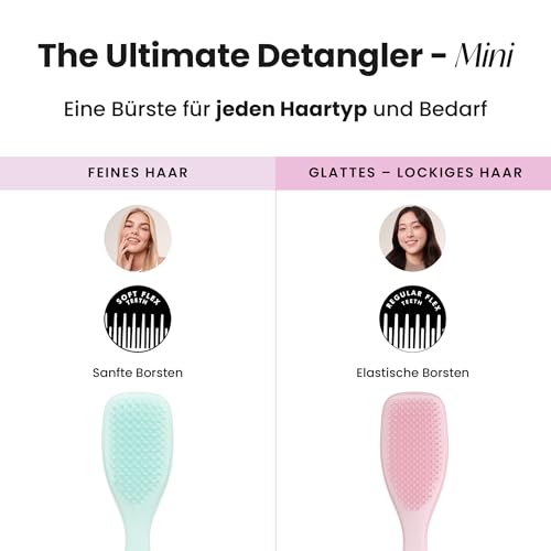 Tangle Teezer Ultimate Detangler Haarbürste, beseitigt Knoten & reduziert Bruch, Mini-Haarbürste für Reisen, kleine Hände & alle Haartypen, Millennial Pink