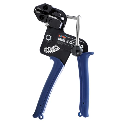 Image of KATSU Tools Stainless Steel Cable Tie Gun, Metal Zip Tie Wrap Gun and Cable Tie Tool, One Hand Operation, Stainless Steel Cable Ties Tensioning and Cutting Tool