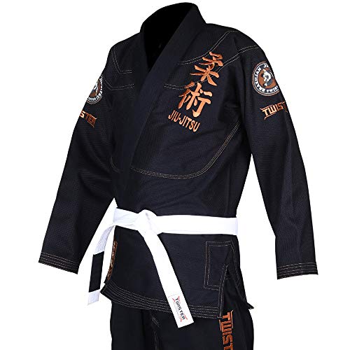 Twister Brazilian Jiu Jitsu Gi/Kimono/Jiujitsu Uniform Jiu Jitsu Gi 450 Gram Premium Quality Fabric Comes With White Belts & Gi Bag (Black, A3) #TOP5