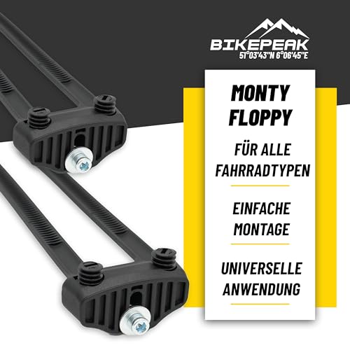BikePeak Rahmenschloss Befestigung - Universelle Schlosshalter Fahrrad Spannband Adapter - Flexible Montagestreifen Fahrradrahmenschloss - Ringschloss Halterung Monty Floppy