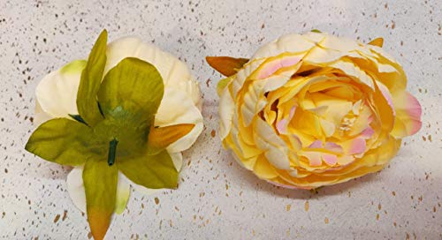 Image of SATYAM KRAFT 6 Pcs Artificial Fabric Rose Flower Heads | Handmade Peony Style Flowers for DIY Crafting, Gift Packing, Bouquet Making, Wedding, Home & Event Decoration (Yellow, 8 cm)